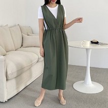 나일론 스트링 양면 브이넥 뷔스티에 맥시원피스 (3color)