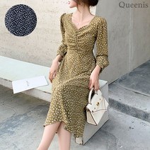 퀸이즈 셔링 플라워 플레어 원피스