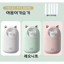 야옹이 가습기 300ml 대용량 무드등 고양이 가습기, 민트