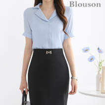 블루종세일 한정수량/패플단독 블루종 심플 셔츠 카라 블라우스_B2107BL169B