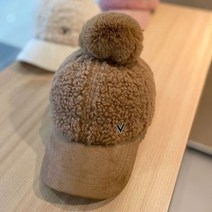 부클 뽀글이 니트 겨울 여성 골프 모자 방울 캡 챙 연습복장 단체 필드 라운딩, 브라운