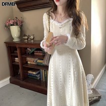 DFMEI 기질 뽀글이 패치 수용 레이스 원피스 여자 코트 레깅스 추동 프렌치 레이스 스커트
