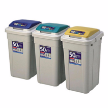 오늘출발 크린스페이스 휴지통50L 분리수거함 3분류50L 종량제봉투, 진회색, 블루