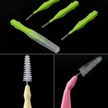 상세정보참조 4P 일자형 치간칫솔 이빨 치아사이 틈새 미세 교정기 작은칫솔 치솔 브러쉬, 사이즈, SSSS (0.4mm)