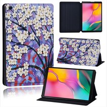 삼성 호환 갤럭시 탭 A A8 10.5/T290 T295 용 새 커버 케이스-방진 페인트 패턴 가죽 스탠드 태블릿 케이스 스타일러스, [02] TabA8 10.5 X200 X205, [18] purple tree paint