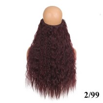 가발 헤어피스 붙임머리 브릿지 정수리 여성 피쉬 라인 헤어 익스텐션 브라운 블랙 천연 스트레이트 웨이브 합성 긴 가발 피스 클립 없음 연장, 24 inches, 33 99J