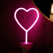 네온사인 led 무드등 분위기 조명 테이블 램프 장식, 39.핑크 하트