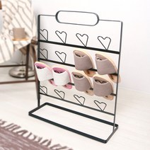 디몬 철제 하트 실내화걸이 8P, 월넛