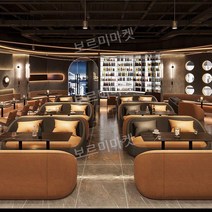카페 바 호프집 식당 매장 레스토랑 업소용 붙박이의자 쇼파, D. 1.6m