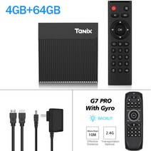 Tanix X4 스마트 TV 박스 안드로이드 11 Amlogic S905X4 AV1 3D BT 스트리밍 미디어 플레이어 2.4/5G 와이파이 유튜브 넷플릭스 프리픽스 VS X96, 11 4G 64G G7 PRO_02 Eu 플러그