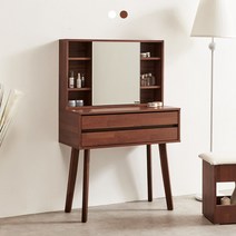 레트로 2단 수납 화장대 800 (수납거울포함) 2colors, 스툴포함, 멀바우