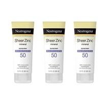 뉴트로지나 쉬어 징크 옥사이드 드라이-터치 미네랄 선스크린 로션 spf 50 3 fl. 온스 3개들이 팩, 2fl oz1팩