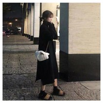 마롱패션 폴라 롱 니트 원피스 목 터들 반목