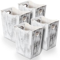 Rtteri 나무 쓰레기통 소박한 농가 스타일 용기 통 손잡이 포함 폐기물 종이 바구니 사무실 침실 욕실 거실 홈 데코 4팩 USA 미국