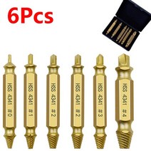 볼트리무버 야마난나사 부러진나사빼기 456 pcs 손상된 나사 추출기 드릴 비트 세트, 상자가있는 6Pcs 골드