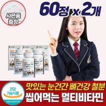 씹어먹는 철분함유영양제 초등학생 중학생 영양제 수험생 피로회복 고등학생 청소년 멀티 비타민 철분제 체력 집중력 긴장완화 츄어블 추어블 츄잉 성장기 10대 주니어 어린이 추천, 멀티비타민_60정_2개_사은품