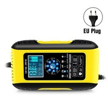 파워뱅크 캠핑 차박 빠른 자동차 충전기 12 v 배터리 12v-24v 10a 7 세그먼트 트럭 오토바이 자동차 배터리 충전기 lcd 디스플레이 임펄스 수리, 노란색 EU