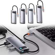Baseus USB C 허브 도킹 스테이션 4K HDMI가 탑재된 8-in-1 USB C 허브 어댑터 3개의 USB 3.0 TF 및 SD 카드 리더 100W 전, 단일옵션