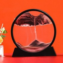 샌드아트 모래 시계 모래멍 무드멍 3D 분위기 인테리어 오브제 북유럽 움직이는 예술 크리에이티브 액체 홈 장식 둥근 유리 퀵 샌드 거실 장식 데스크탑 장식품, Black Base-Brown_12 inch