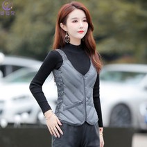 셀럽당 여자 겨울 오리털 베스트 V넥 베스트