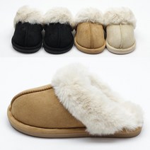 에스큐에스샵 여성 스웨이드 털슬리퍼 겨울실내화 퍼 방한슬리퍼 - SW-J500