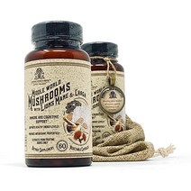 Middle World Mushrooms with Lions Mane Chaga - Reishi Shiitake Maitake Chaga Lions Mane Mushroom Supplement for Blood Sugar Support Immune Support Bra