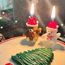 [당일배송] 하피블리 크리스마스초 디자인초, 산타곰돌이초, 24개, 화이트