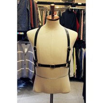 블랙 가죽 링 장식 남녀공용 하네스 벨트 (5 색상)