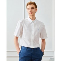 [헤지스 남성] [23SS] HZSH3B506WT 화이트 시어서커 솔리드 반팔셔츠