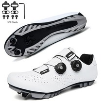 싸이클 슈즈 신발 남녀공용 사이클링 스니커즈 플랫 슈즈 클리트 자동 잠금, 없음, MTB white cleats+44