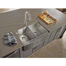 Moen G18220 1800 시리즈 스테인리스 스틸 앞치마 전면 농가 18게이지 더블 볼 싱크대 1278703