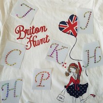 옷리폼 의류 반짝이 스티커 전사지 빅 알파벳 핫픽스 부자재 모티브 티셔츠 DIY 키트, D