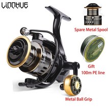 LINNHUE 낚시 릴 HE500-7000 최대 드래그 10kg 예비 금속 스풀 스피닝 릴 바닷물 잉어 낚시에 신선한 선물 라인 보내기, 3000 시리즈, 협력사, 릴 금속 스풀