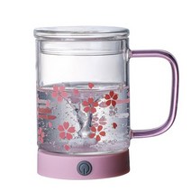 핫탑머그워머 음료보온기 머그컵워머 USB 충전식 자동 교반 자기 잔 유리 내열성 여행 차 컵 전기 스마트 믹싱 우유 커피 컵, 분홍