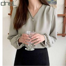 드넬 핀턱보석단추블라우스DWB22406A