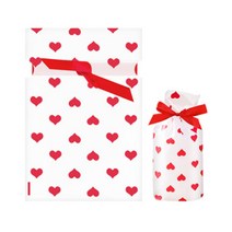디자인봉투 선물포장 봉투+리본세트 50매, 레드하트