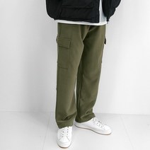 로니제이 남자 기모 카고 밴딩 바지 폴리 와이드 팬츠