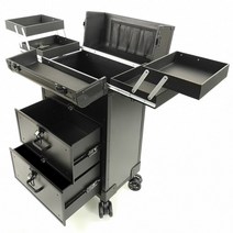 메이크업 아티스트 전용 전문가용 화장품 수납 박스 정리함 트롤리, 라이트 럭셔리 알루미늄-9 블랙 스크럽