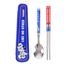 릴팡 미키 슬림 진공 수저 케이스 세트, 레트로블루, 1세트