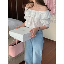 허니시스터 / 루다 펀칭 레이스 오프숄더 블라우스