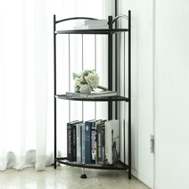 까사다나 철제 접이식 코너선반 코너장 모서리 틈새 진열대 3단, 블랙골드