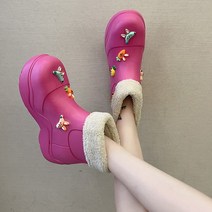 통굽 레인부츠 여앵글 기모 방수화 여성 미끄럼방지 미들 r54-75694