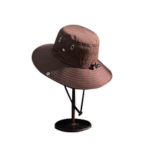 더깔끔 성인 남녀공용 넓은 챙모자 등산모자 낚시모자, 브라운