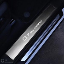 JS automotive 아우디Q7 전용 도어스텝 발판 사이드 도어스커프 가니쉬 데칼 포인트 발자국 오염 방지 도어 스텝 차량 실내 인테리어 악세사리 튜닝 몰딩 용품, 실버, 아우디