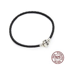 힙한 패션 클래식 가죽 팔찌 925 스털링 실버 커플 라운드 버클 맞춤 원래 디자인 매력 비즈 DIY 선물