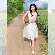여성 여름 프렌치 프리미엄 화이트 끈나시 원피스 귀여운 드라마협찬 셀럽 미니스커트