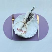 국내산 프리미엄 실리콘 식탁매트 테이블매트 430 x 260mm 380x 247mm 375x 235mm, 라운드(대), 2+2개, 라일락퍼플