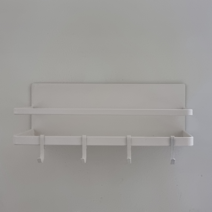 담앤드솜 무타공 자석 선반 마스크 걸이 마그네틱 철제 벽 수납 현관 부착 주방 후크 고리 현관문 보관함 수납함 정리함 홀더 거치대 세탁기, 화이트