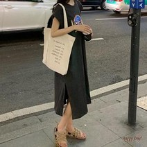 빅사이즈 프린팅 여자 미니 민소매 하객 플라워 봄신상 원피스 롱원피스 봄 롱 여성, 멜란지_OneSize(XL)