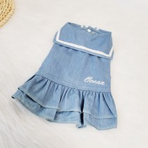 몽스블랑 데님 마린룩 강아지 원피스, XL